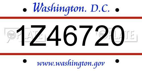 1Z46720 District Of Columbia License Plate