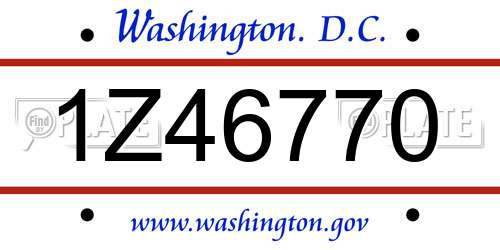 1Z46770 District Of Columbia License Plate