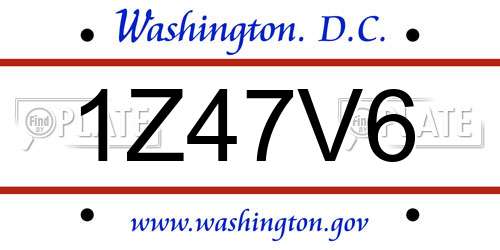 1Z47V6 District Of Columbia License Plate