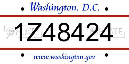 1Z48424 District Of Columbia License Plate