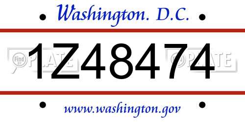 1Z48474 District Of Columbia License Plate