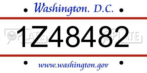 1Z48482 District Of Columbia License Plate