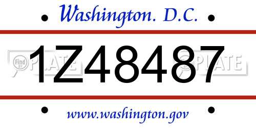 1Z48487 District Of Columbia License Plate