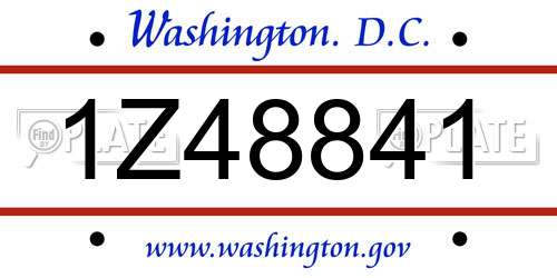 1Z48841 District Of Columbia License Plate