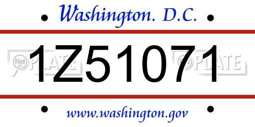 1Z51071 District Of Columbia License Plate