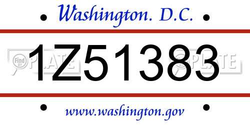 1Z51383 District Of Columbia License Plate