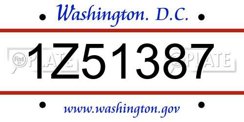 1Z51387 District Of Columbia License Plate