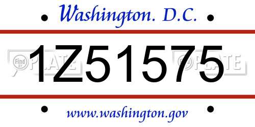 1Z51575 District Of Columbia License Plate