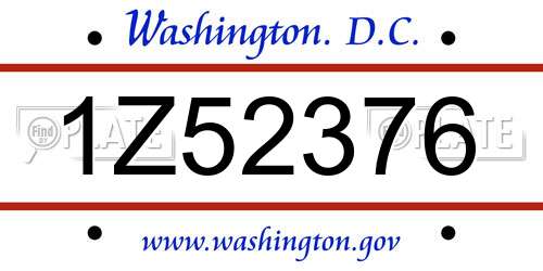 1Z52376 District Of Columbia License Plate