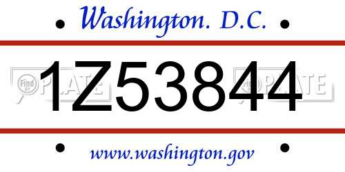 1Z53844 District Of Columbia License Plate