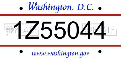 1Z55044 District Of Columbia License Plate