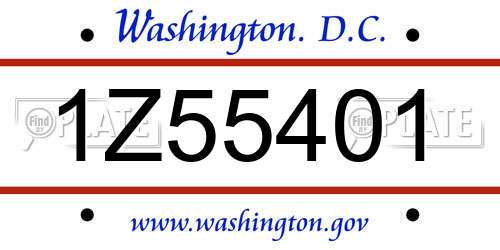 1Z55401 District Of Columbia License Plate
