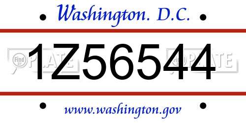 1Z56544 District Of Columbia License Plate