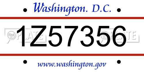 1Z57356 District Of Columbia License Plate