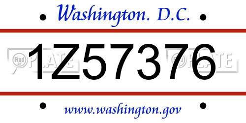 1Z57376 District Of Columbia License Plate
