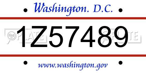 1Z57489 District Of Columbia License Plate