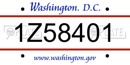 1Z58401 District Of Columbia License Plate