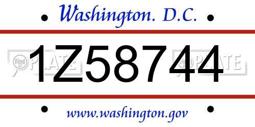 1Z58744 District Of Columbia License Plate