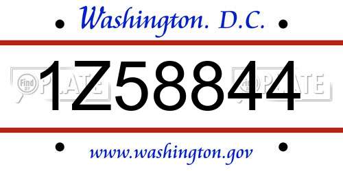 1Z58844 District Of Columbia License Plate