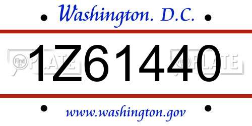 1Z61440 District Of Columbia License Plate