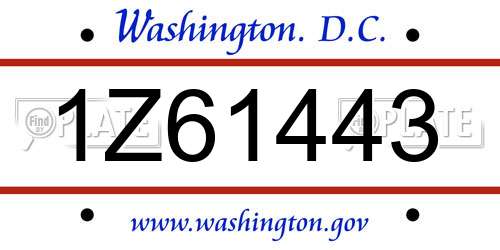 1Z61443 District Of Columbia License Plate