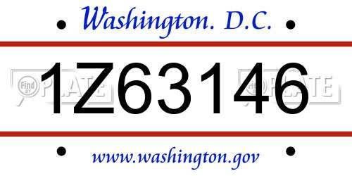 1Z63146 District Of Columbia License Plate