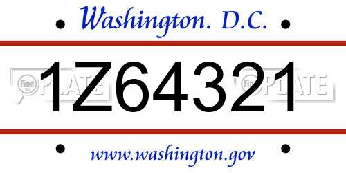 1Z64321 District Of Columbia License Plate