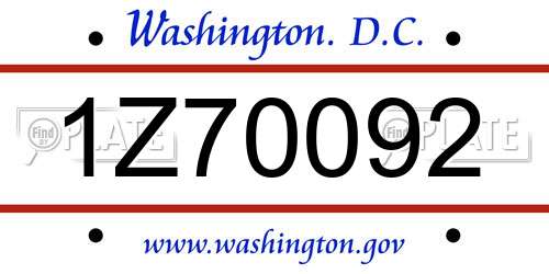 1Z70092 District Of Columbia License Plate