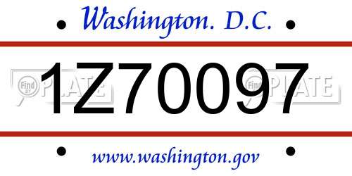 1Z70097 District Of Columbia License Plate