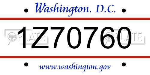 1Z70760 District Of Columbia License Plate