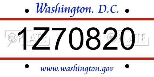 1Z70820 District Of Columbia License Plate