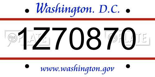 1Z70870 District Of Columbia License Plate