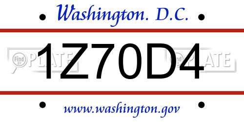 1Z70D4 District Of Columbia License Plate