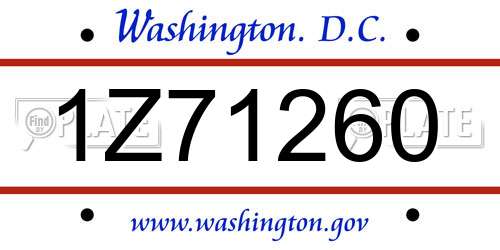 1Z71260 District Of Columbia License Plate