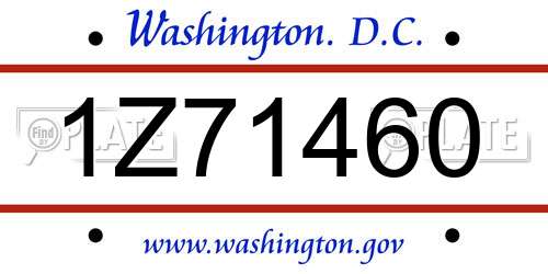 1Z71460 District Of Columbia License Plate