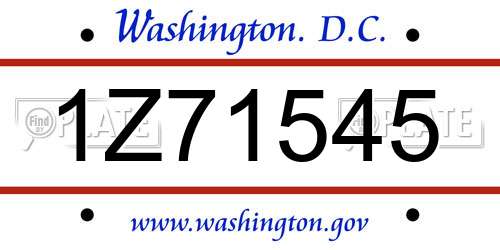 1Z71545 District Of Columbia License Plate