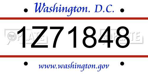 1Z71848 District Of Columbia License Plate