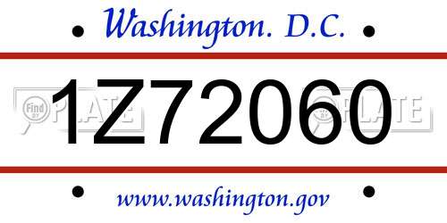 1Z72060 District Of Columbia License Plate
