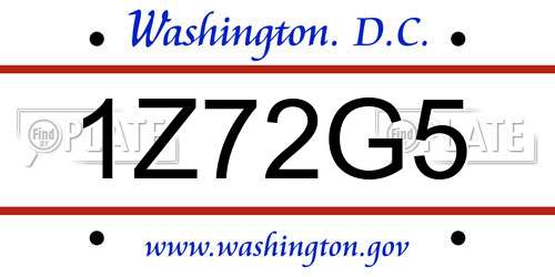 1Z72G5 District Of Columbia License Plate