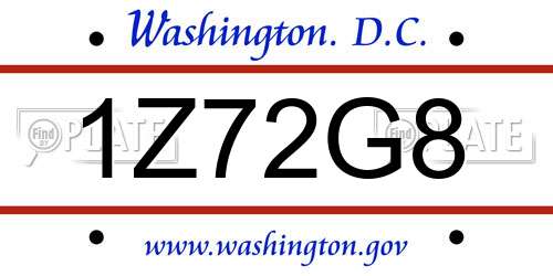 1Z72G8 District Of Columbia License Plate