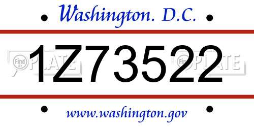 1Z73522 District Of Columbia License Plate