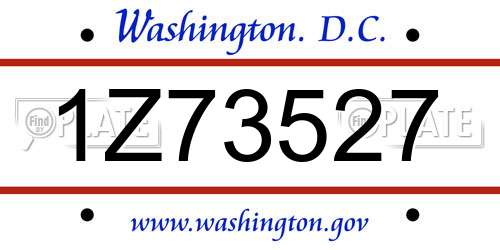 1Z73527 District Of Columbia License Plate