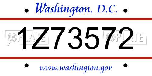1Z73572 District Of Columbia License Plate