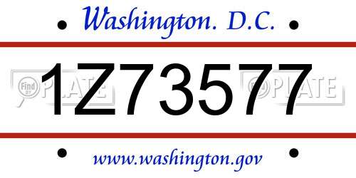 1Z73577 District Of Columbia License Plate