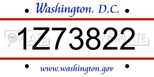 1Z73822 District Of Columbia License Plate