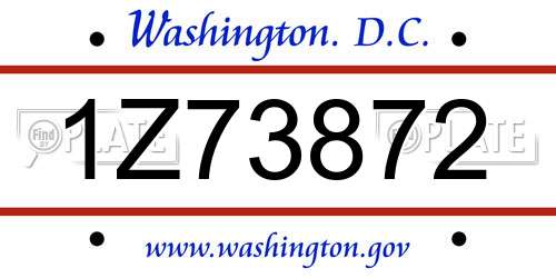 1Z73872 District Of Columbia License Plate