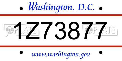 1Z73877 District Of Columbia License Plate