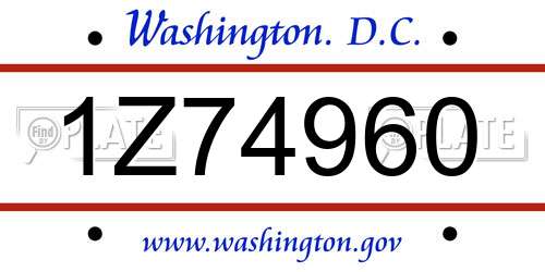 1Z74960 District Of Columbia License Plate