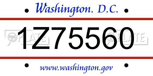 1Z75560 District Of Columbia License Plate