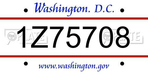 1Z75708 District Of Columbia License Plate